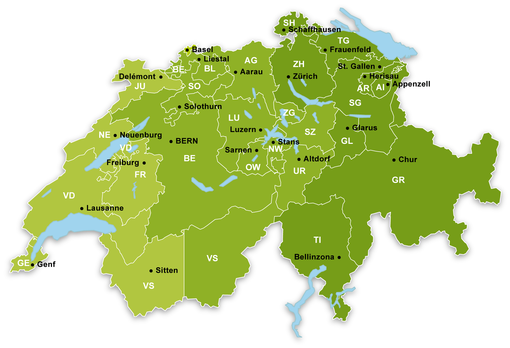 Stellenbörse - Schweizer Karte