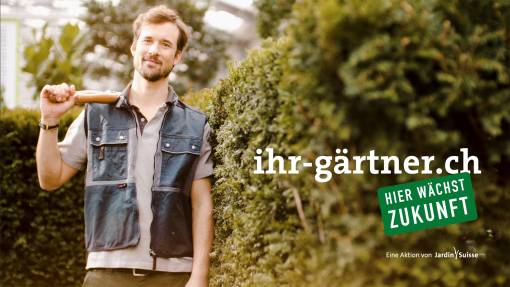 Das erste Billboard, das JardinSuisse bei «Hinter den Hecken» platzieren konnte. (Screenshot)